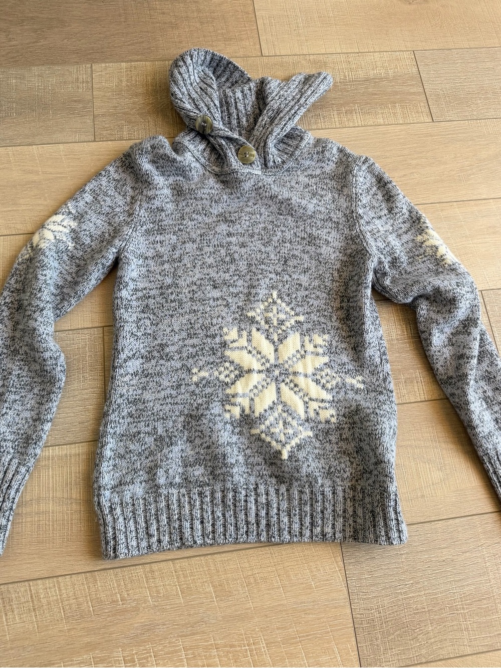 Gray/blue  Snowflake Knit Sweater